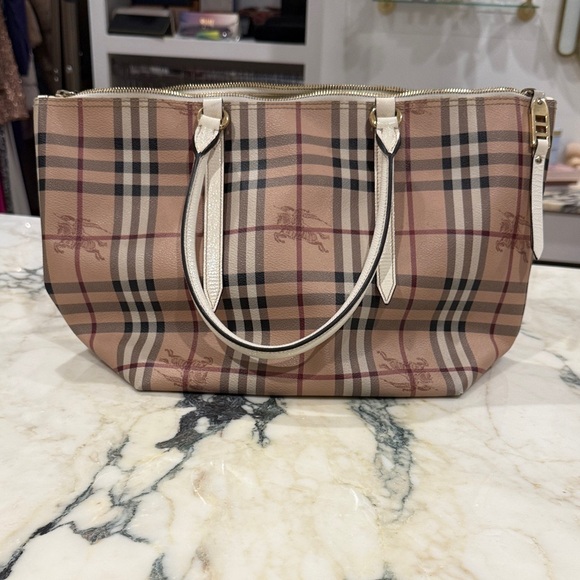 Burberry Beige and Black Plaid Tote - Picture 1 of 8